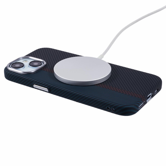 Etui do iPhone 14, Carbon Fiber MagSafe, czarne / niebieskie
