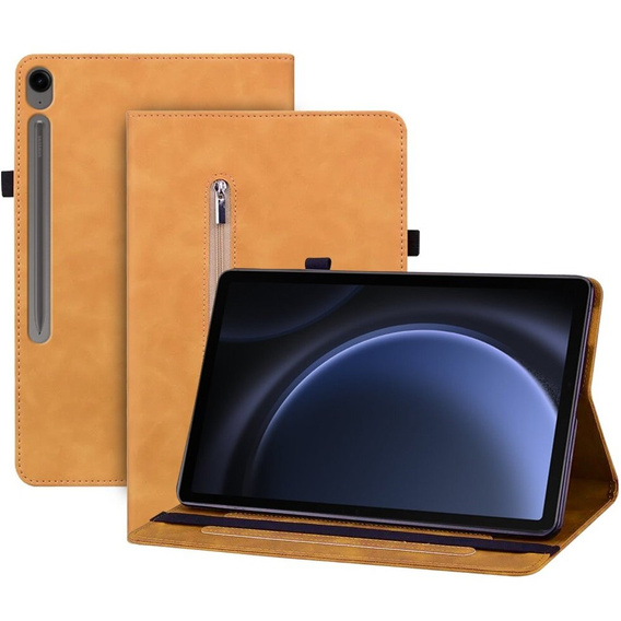 Etui do Samsung Galaxy Tab S9 FE / S10 FE, Wallet Pen Slot, żółty