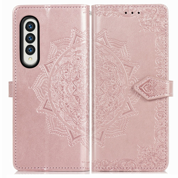 Etui z klapką do Samsung Galaxy Z Fold3 5G, Mandala, różowe rose gold