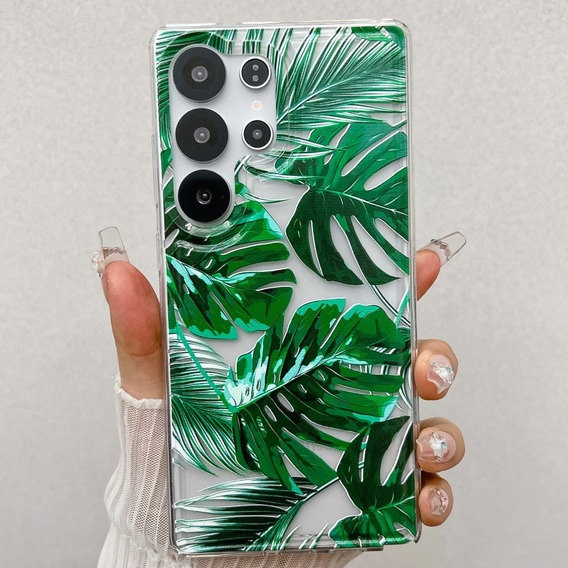 Etui do Samsung Galaxy S25 Ultra z motywem liści – zielone