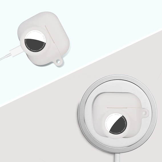Etui Silicone na Słuchawki Apple AirPods 3, z miejscem na AirTag 2 / 1, White