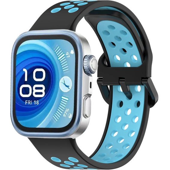Pasek Silikonowy do Huawei Watch Fit 4 / 4 Pro / 3, Czarny / Niebieski