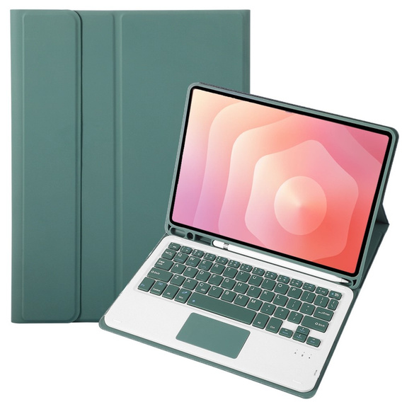 Etui z klawiaturą Bluetooth i touchpadem do Samsung Galaxy Tab S11 – zielone