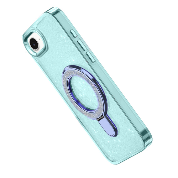 Etui do iPhone 16e, Glittery Magnetic Kickstand, niebieskie