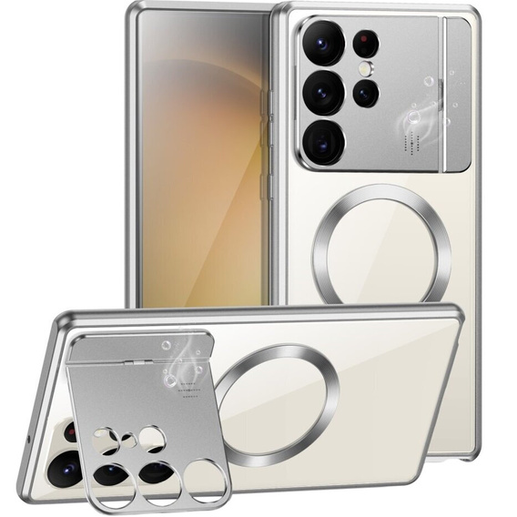 Etui Magnetyczne do Samsung Galaxy S23 Ultra 5G, Aroma Hybrid, srebrne