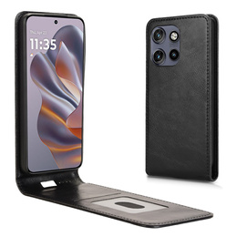 Etui do Motorola Edge 50 Neo / ThinkPhone 25 5G z pionową klapką i kieszenią na kartę – czarne