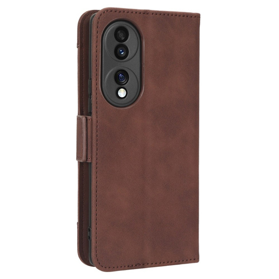 Etui z klapką do Honor 70 5G, Card Slot, brązowe