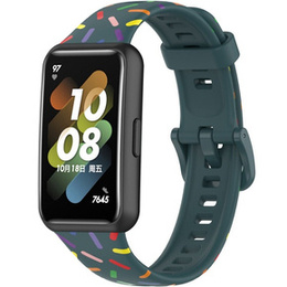 Pasek Silikonowy do Huawei Band 7, Zielony / Wielokolorowy