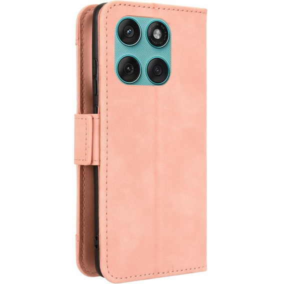 Etui z klapką do Motorola Edge 60 / 60 Fusion, Card Slot, różowe