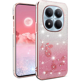 Etui do Xiaomi Redmi Note 15 Pro 5G, Glitter Flower, różowe