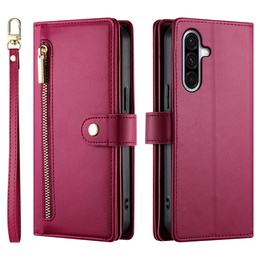 Etui z klapką do Samsung Galaxy A17 5G, Wallet Zipper Pocket, czerwone