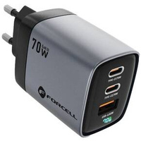 Forcell Ładowarka Sieciowa USB-A / 2x USB-C 3,45A GaN 70W PD QC 4.0, szara