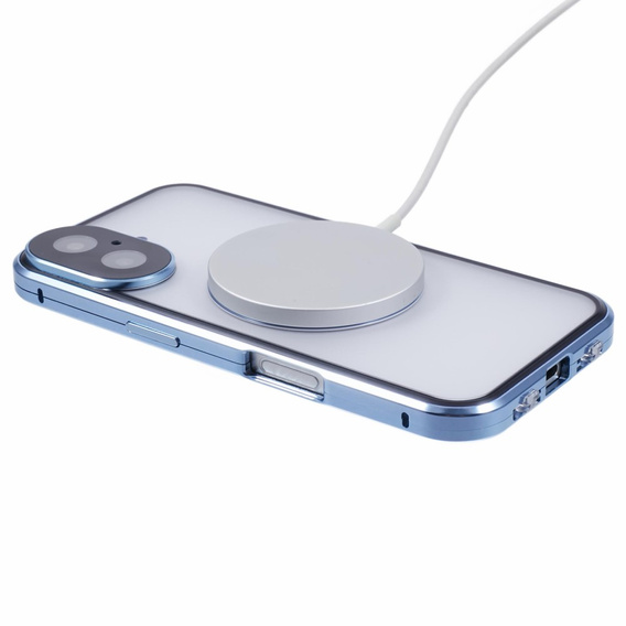 Etui Magnetic Dual Glass MagSafe do iPhone 16, niebieskie