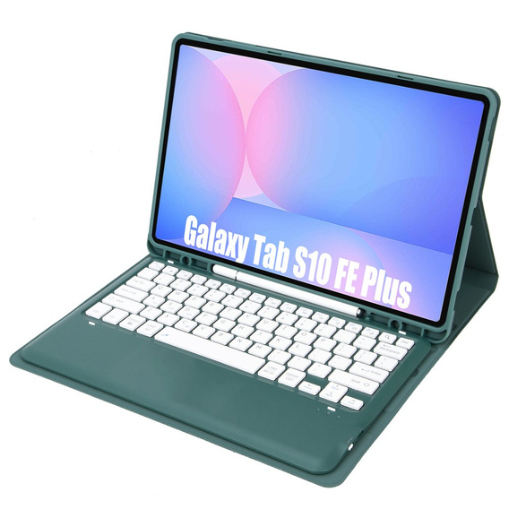 Etui z Klawiaturą Bluetooth do Samsung Galaxy Tab S10 FE+ X620 / X626B - zielone