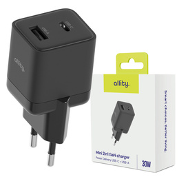 Allity ATC-01 – Ładowarka Sieciowa GaN 30W USB-C + USB-A - czarna