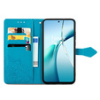Etui portfelowe z motywem kwiatowym do Motorola Moto G86 5G – Niebieskie