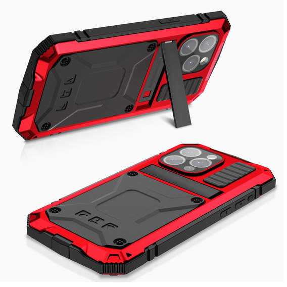 Etui do iPhone 15 Pro, R-JUST, pancerne, czerwone / czarne