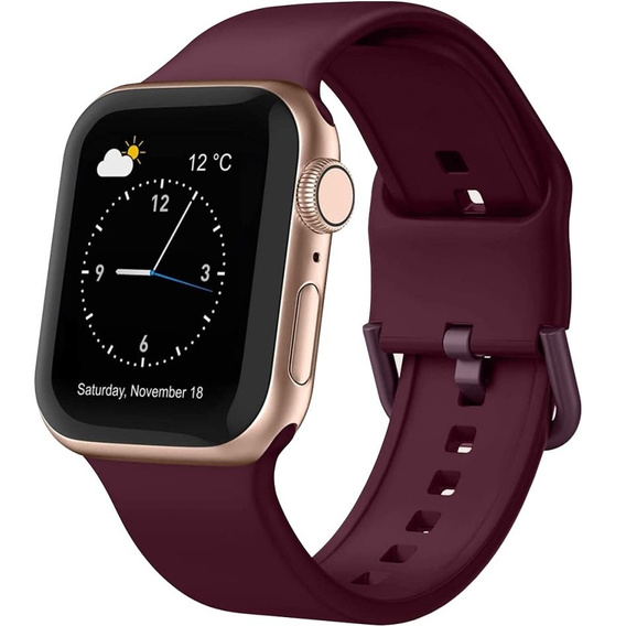 Pasek Silikonowy do Apple Watch 1/2/3/4/5/6/7/8/9/10/11/SE Ultra 1/2/3 42/44/45/46/49mm, Bordowy