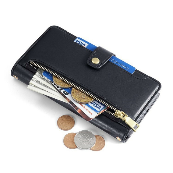 Etui z klapką do Xiaomi Poco F8 Pro, Wallet Zipper Pocket, czarne