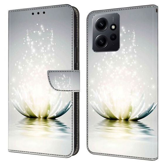 Etui z klapką do Xiaomi Redmi Note 12 4G, Wallet, Lotos Flower szare