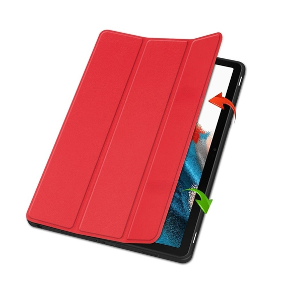 Etui do Samsung Galaxy Tab A9+, Tri-fold, z miejscem na rysik, czerwone