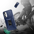 Etui do Samsung Galaxy A15, pancerne Slide Ring, niebieskie + szkło 9H