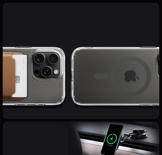 Etui Spigen z MagSafe do iPhone 15 Pro, Ultra Hybrid, Przezroczyste / Szare