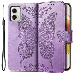 Etui z klapką do Motorola Moto G73 5G, Butterfly, fioletowe