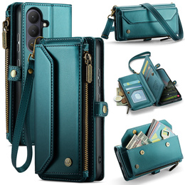 Etui CASEME do Samsung Galaxy S26, RFID Leather Wallet, z paskiem na ramię, zielone