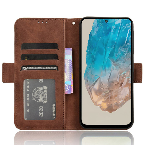 Etui z klapką do Samsung Galaxy M35, Card Slot, brązowe