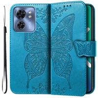 Etui z klapką do Motorola Edge 40, Butterfly, niebieskie