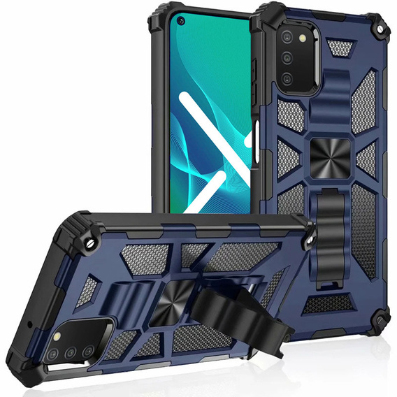 Etui do Samsung Galaxy A03s, Armor Kickstand, niebieskie