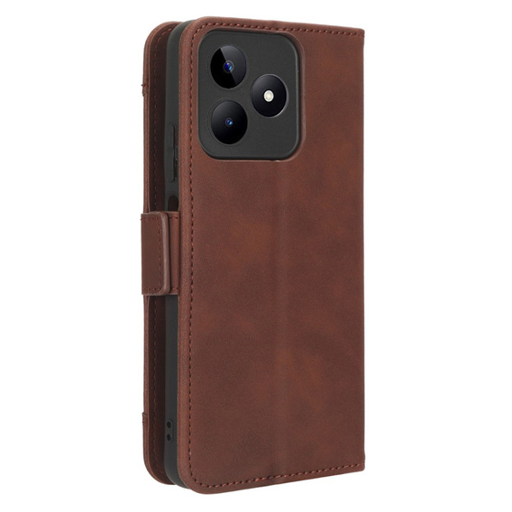 Etui z klapką do Realme Note 50, Card Slot, brązowe