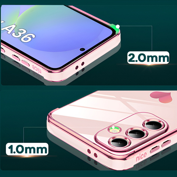 Etui do Samsung Galaxy A36 5G, Electro heart, różowe rose gold + Szkło 9H