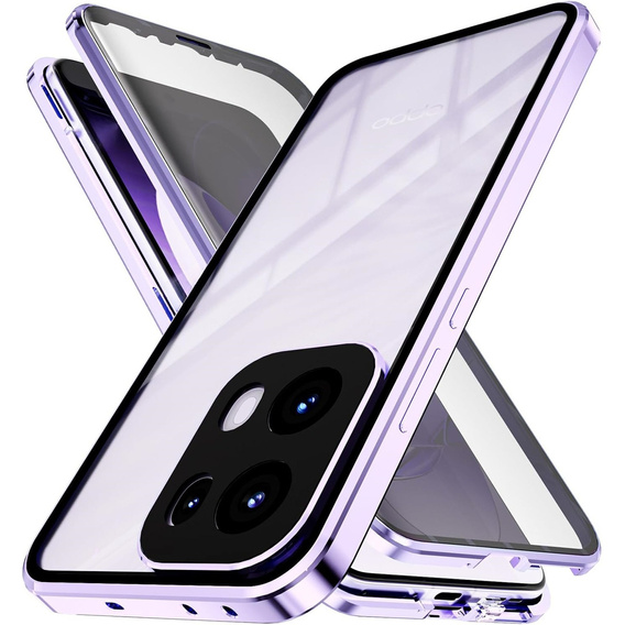 Etui do Oppo Reno 13 Pro, Magnetic Dual Glass, fioletowe