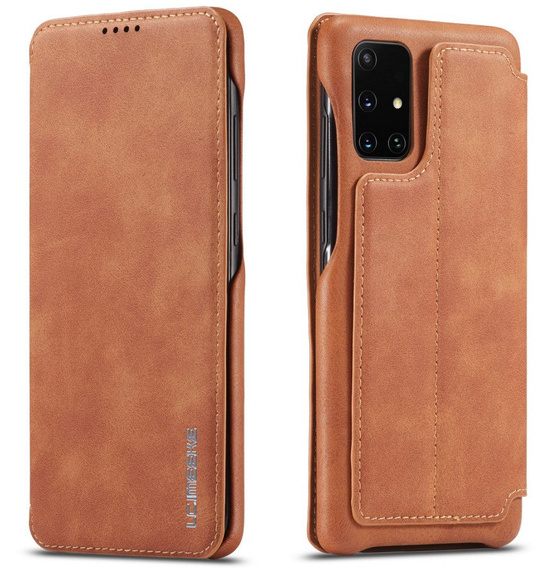 Etui z klapką do Samsung Galaxy A51, LC.IMEEKE, brązowe