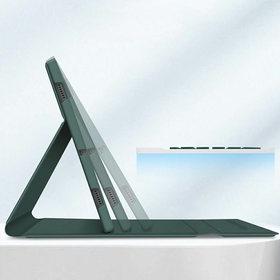 Etui z klawiaturą do Samsung Galaxy Tab S10 FE / S9 FE, Leather Pen Slot, ciemnozielone