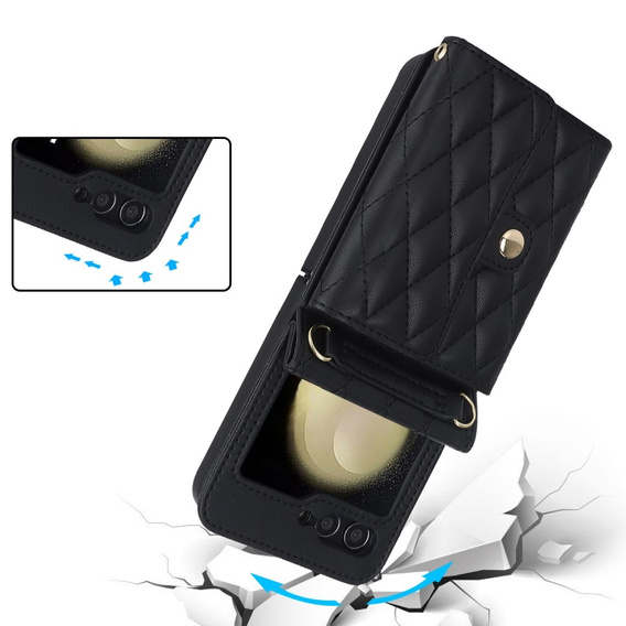 Etui skórzane Card Slots do Samsung Galaxy Z Flip7 FE / Z Flip6, czarne