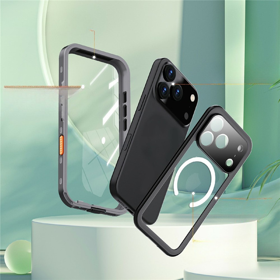 Etui wodoodporne do iPhone 17 Pro, Redpepper, do MagSafe, czarne