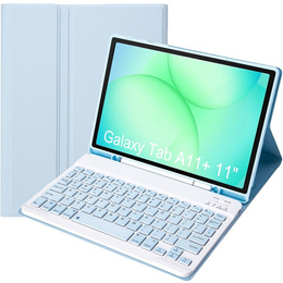 Etui z klawiaturą do Samsung Galaxy Tab A11+, Leather Pen Slot, niebieskie