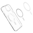 Etui z MagSafe Spigen do iPhone 15, Ultra Hybrid, przezroczyste / białe + Szkło Hartowane 9H