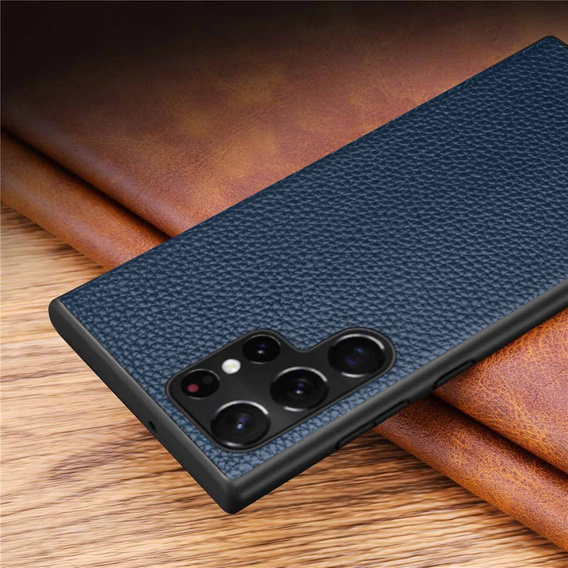 Skórzane Etui do Samsung Galaxy S23 Ultra, plecki nakładka, niebieskie