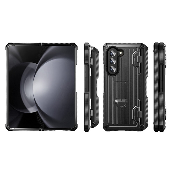 Etui do Samsung Galaxy Z Fold5 5G, Kickstand, z podstawką i ochroną ekranu, czarne