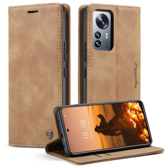 Etui CASEME do Xiaomi 12 Lite, Leather Wallet Case, brązowe