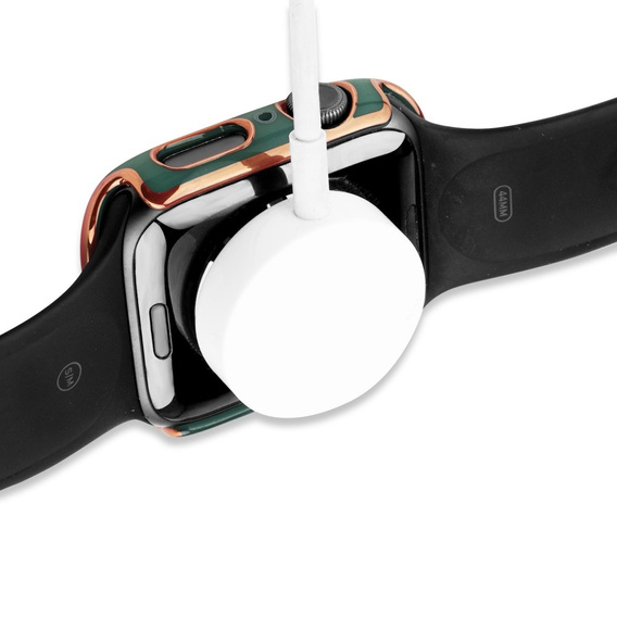 2w1 Etui + Szkło Hartowane do Apple Watch 4/5/6/SE 44mm, Zielone / Złote