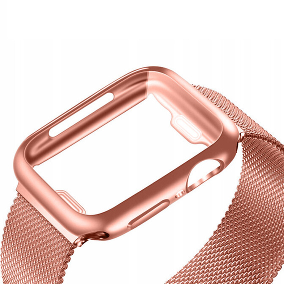 Bransoleta + Etui z Osłoną na Ekran do Apple Watch 10/11 42mm, Różowa
