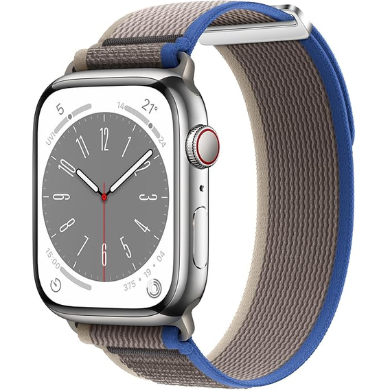 Pasek Nylonowy do Apple Watch 1/2/3/4/5/6/7/8/9/10/11/SE Ultra 1/2/3 42/44/45/46/49mm, Szary/Niebieski