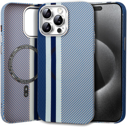 Etui do iPhone 15 Pro Max, Carbon Fiber MagSafe, niebieskie