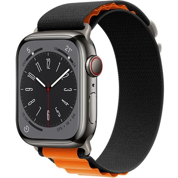 Pasek Nylonowy do Apple Watch 1/2/3/4/5/6/7/8/9/10/11/SE Ultra 1/2/3 42/44/45/46/49mm, Czarny / Pomarańczowy