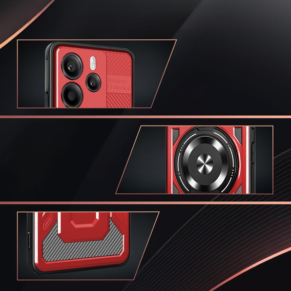 Etui Magnetyczne z Podstawką do Xiaomi Redmi Note 14 4G – Czerwone